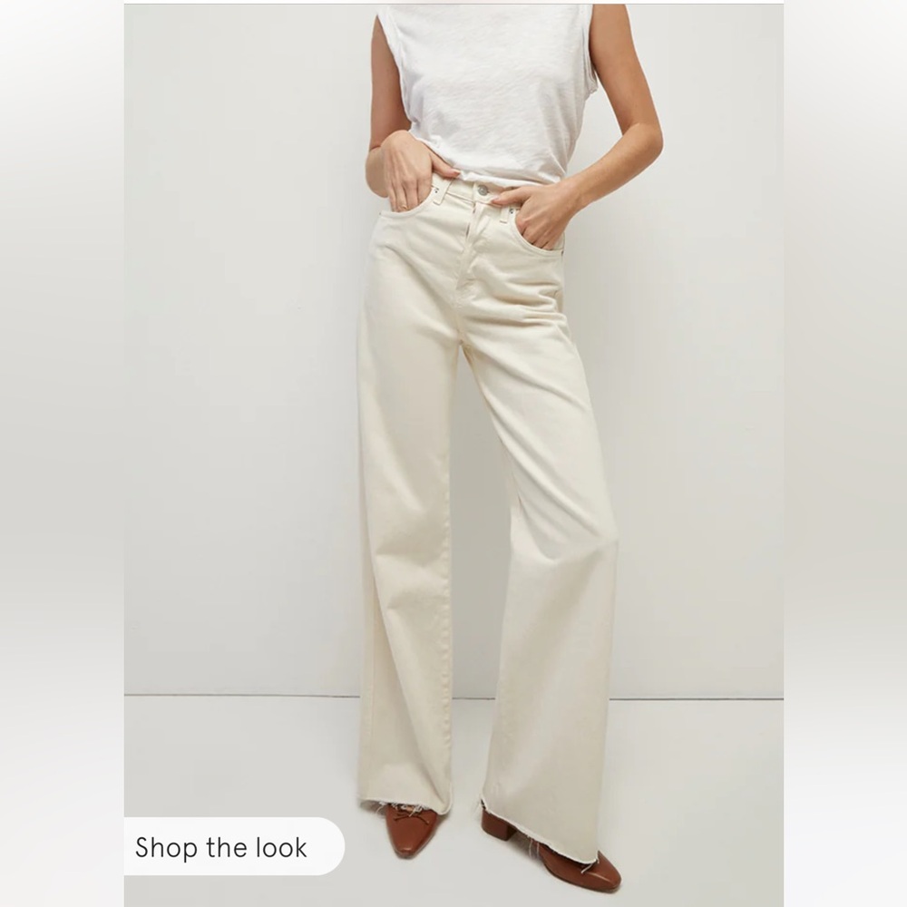 Veronica Beard Taylor relaxed wide leg Jean in Ecru size 27